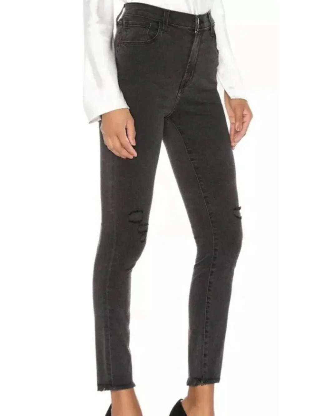 J Brand Leenah Black Distressed Knee Skinny Jeans Women Stretch‎ Denim Grunge 28